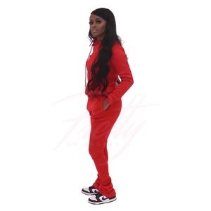 Red Soft Skinny Leg Sweat Suit